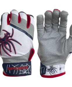2022 Spiderz PRO Model Batting Gloves: White/Navy/Red