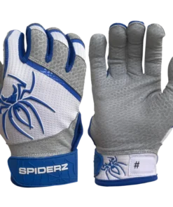 2022 Spiderz PRO Model Batting Gloves: White/Royal Blue
