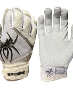 2023 Spiderz Pro Model Batting Gloves: White/Black/Silver