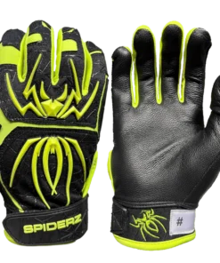2022 Spiderz ENDITE Batting Gloves: Black And Neon Yellow