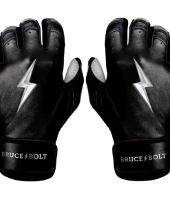 Bruce Bolt PREMIUM PRO Chrome Series Short Cuff Batting Gloves: Black
