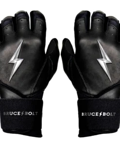 Bruce Bolt PREMIUM PRO Chrome Series Long Cuff Batting Gloves: Black