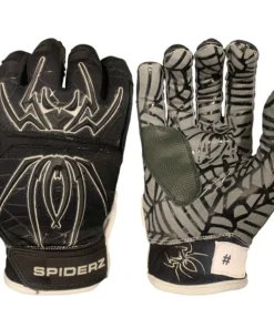 2021 Spiderz HYBRID Batting Gloves: Black/Silver