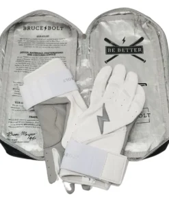 Bruce Bolt PREMIUM PRO Chrome Series Long Cuff Batting Gloves: White -wp populaire magasin BruceBoltPREMIUMPROChromeSeriesLongCuffBattingGloves White