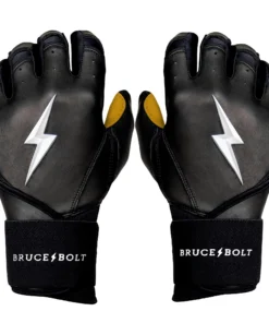 Bruce Bolt PREMIUM PRO Long Cuff Batting Gloves: Black