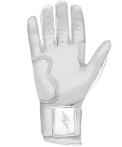 Bruce Bolt PREMIUM PRO Chrome Series Long Cuff Batting Gloves: White -wp populaire magasin LC CHRW PALM