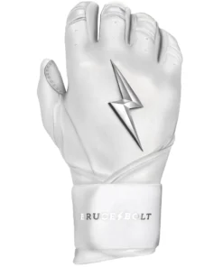 Bruce Bolt PREMIUM PRO Chrome Series Long Cuff Batting Gloves: White -wp populaire magasin LC CHRW RIGHT
