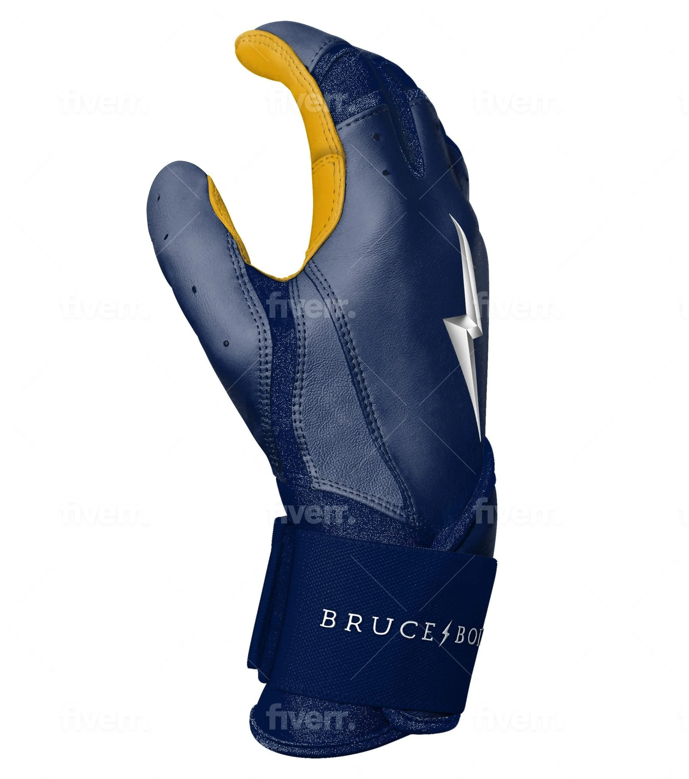 Bruce Bolt PREMIUM PRO Long Cuff Batting Gloves: Navy 8 Bruce Bolt PREMIUM PRO Long Cuff Batting Gloves: Navy - Image 6