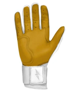 Bruce Bolt PREMIUM PRO Long Cuff Batting Gloves: White -wp populaire magasin LC WHTG PALM