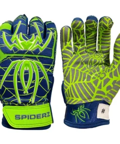 2021 Spiderz HYBRID Small Batch Batting Gloves: Navy Blue/Safety Green/White