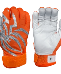 2022 Spiderz PRIZM Batting Gloves: Orange/Silver