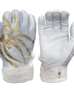 2022 Spiderz PRIZM Batting Gloves: White/Gold