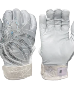 2022 Spiderz PRIZM Batting Gloves: White/Silver