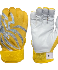 2022 Spiderz PRIZM Batting Gloves: Yellow/Silver