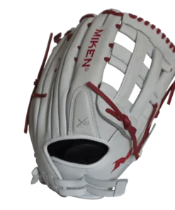 Miken Pro Series 13.5" Slow Pitch Fielding Glove - White/Scarlet: PRO135WS