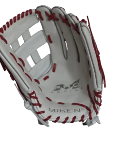 Miken Pro Series 13.5" Slow Pitch Fielding Glove - White/Scarlet: PRO135WS -wp populaire magasin PRO135WS FRONT