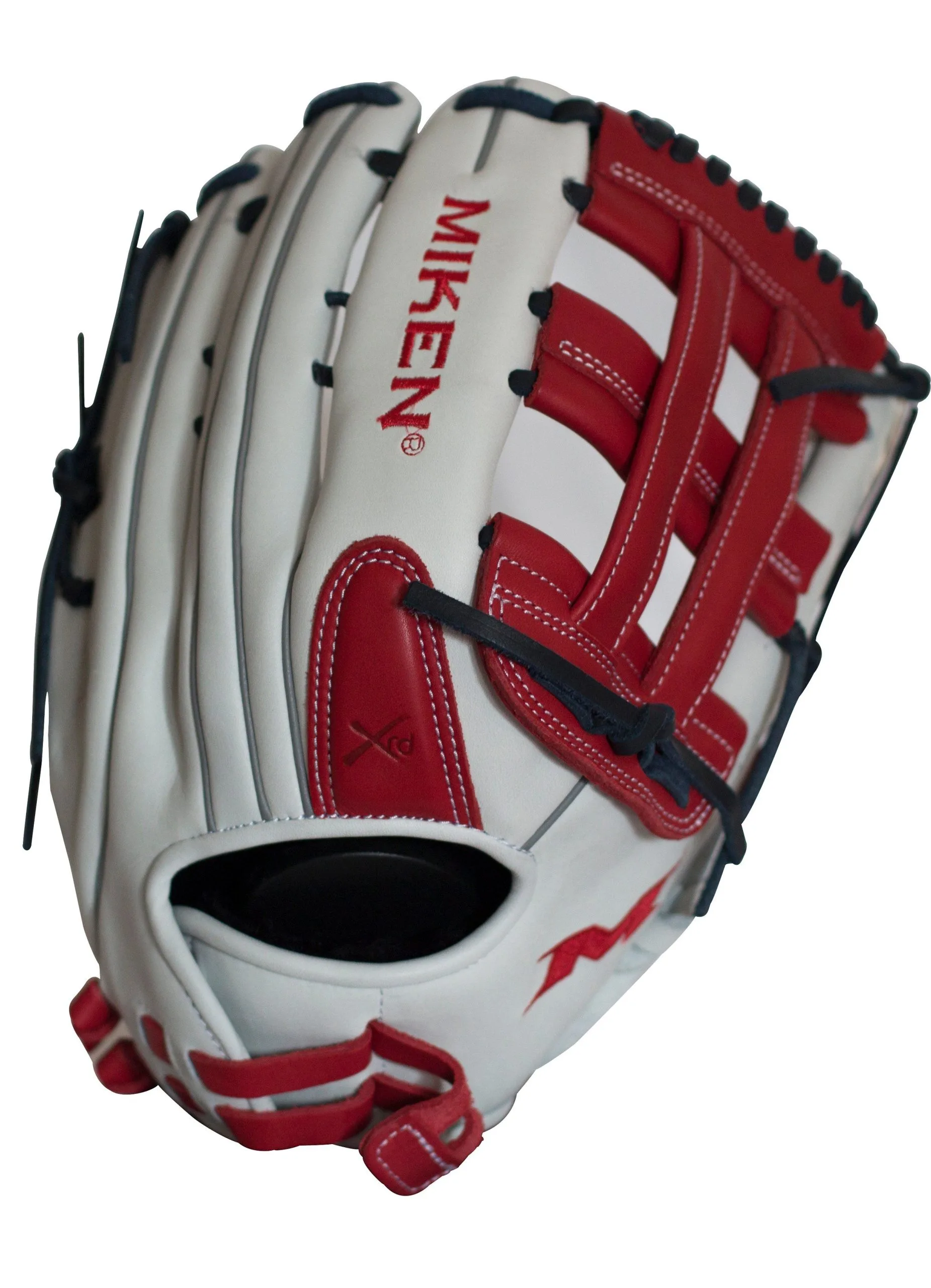 Miken Pro Series 14″ Slow Pitch Fielding Glove – White/Scarlet/Navy: PRO140WSN 3 Miken Pro Series 14″ Slow Pitch Fielding Glove – White/Scarlet/Navy: PRO140WSN