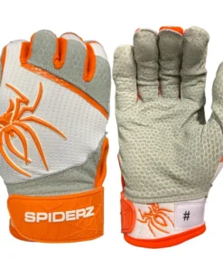 2022 Spiderz PRO Model Batting Gloves: White/Orange