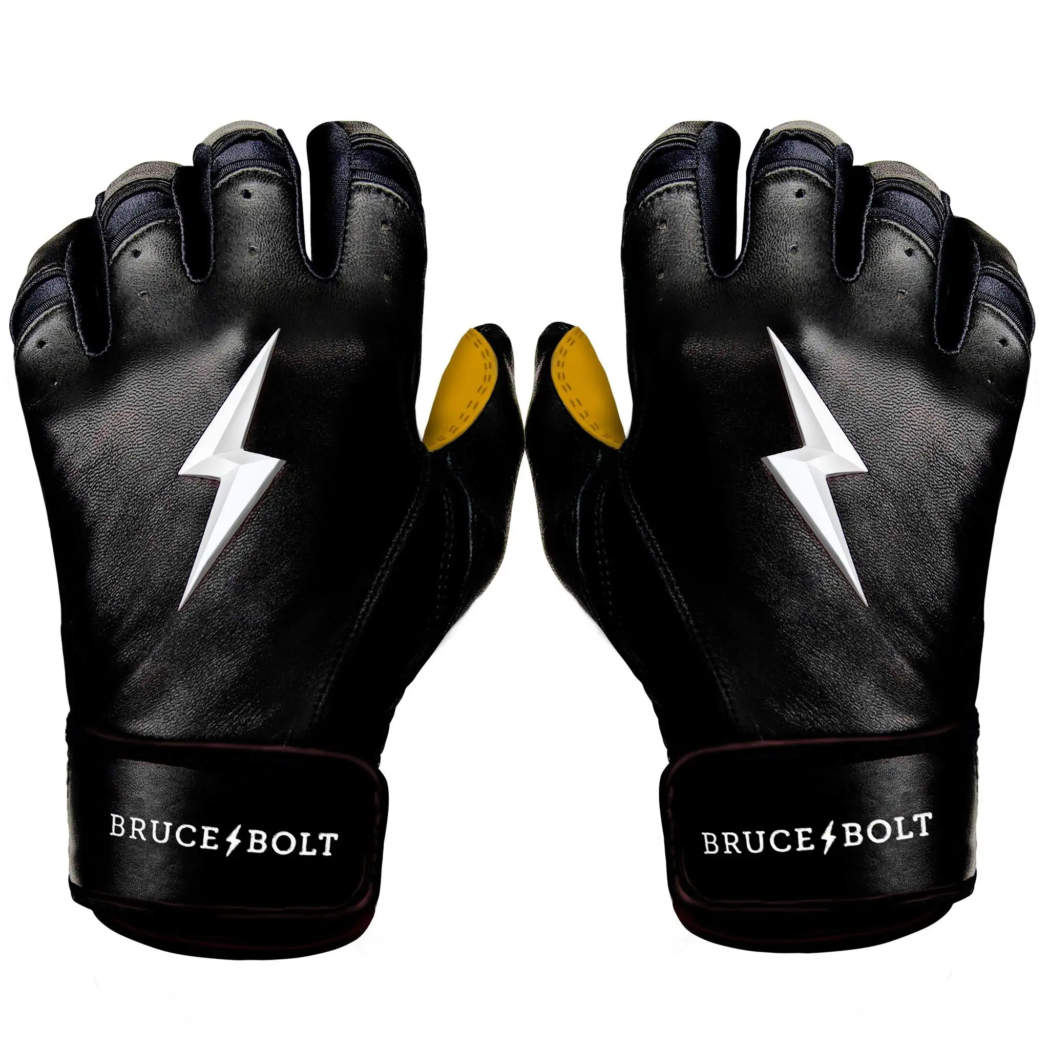 Bruce Bolt PREMIUM PRO Short Cuff Batting Gloves: Black 3 Bruce Bolt PREMIUM PRO Short Cuff Batting Gloves: Black