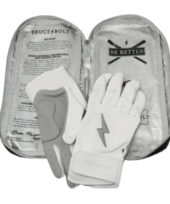 Bruce Bolt PREMIUM PRO Chrome Series Short Cuff Batting Gloves: White -wp populaire magasin SC CHRW BAG2