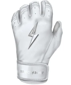 Bruce Bolt PREMIUM PRO Chrome Series Short Cuff Batting Gloves: White -wp populaire magasin SC CHRW LEFT