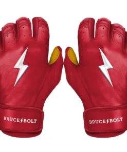 Bruce Bolt PREMIUM PRO Short Cuff Batting Gloves: Red