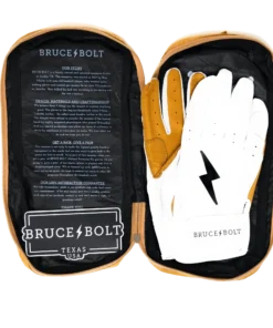Bruce Bolt PREMIUM PRO Short Cuff Batting Gloves: White -wp populaire magasin SC WHTG BAG2