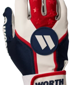 Worth Adult Red, White, And Blue Team Batting Gloves: WBATGL-RWB