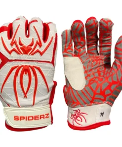 2021 Spiderz HYBRID Batting Gloves: White/Red