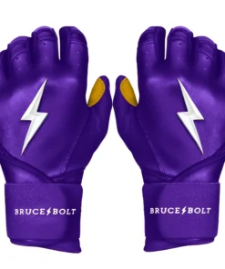 Bruce Bolt PREMIUM PRO Long Cuff Batting Gloves: Purple