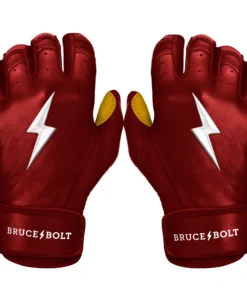 Bruce Bolt PREMIUM PRO Short Cuff Batting Gloves: Maroon
