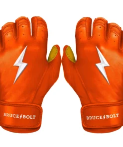 Bruce Bolt PREMIUM PRO Short Cuff Batting Gloves: Orange