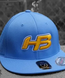 HB Sports Headbanger Sports I8503 Cap America Flexfit Perforated Performance Hat: Powder Blue & Yellow