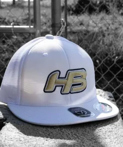 HB Sports Headbanger Sports I8501 Cap America Flexfit Performance Trucker Mesh Back Hat: White & Gold