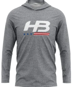 HB Sports Headbanger Sports Exclusive Ultra Lightweight Long Sleeve Hoodies: Stars & Bars -wp populaire magasin GreyHeather scaled