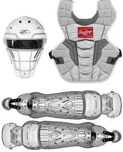 Rawlings Youth White/Silver VELO 2.0 Catcher's Gear Box Set: CSV2Y-W/SIL