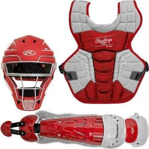 Rawlings Intermediate Scarlet/White VELO 2.0 Catcher's Gear Box Set: CSV2I-S/W 3 Rawlings Intermediate Scarlet/White VELO 2.0 Catcher's Gear Box Set: CSV2I-S/W